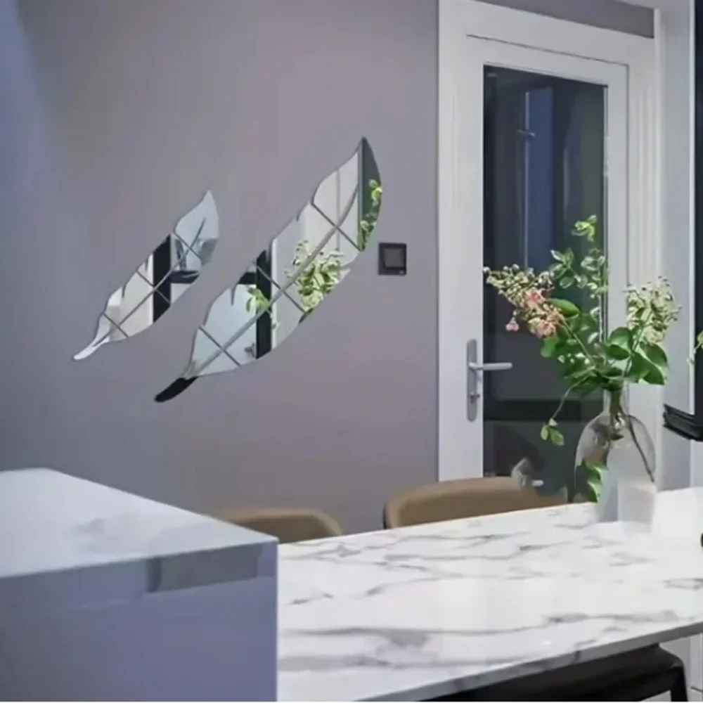 Modern Silver Feather Wall Decor